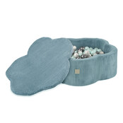 Ballenbak Bloem met Speelmat 95x30 | Blue Corduroy incl. 200 ballen (Pearl/Silver/Mint Pearl)