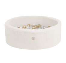 Ballenbak Rond 90x30 | Cream Fluffy Lamb incl. 200 ballen (Pearl/Gold/Transparant)