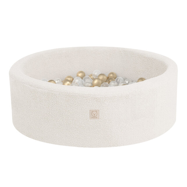 Ballenbak Rond 90x30 | Cream Fluffy Lamb incl. 200 ballen (Pearl/Gold/Transparant)