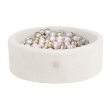 Ballenbak Rond 90x30 | Cream Fluffy Lamb  incl. 200 ballen (Pearl/Gold/Light Pink Pearl)