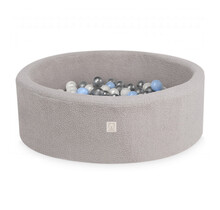 Ballenbak Rond 90x30 | Grey Fluffy Lamb incl. 200 ballen (Pearl/Silver/Light Blue)