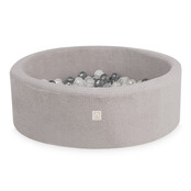 Ballenbak Rond 90x30 | Grey Fluffy Lamb incl. 200 ballen (Pearl/Silver/Transparant)