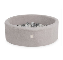 Ballenbak Rond 90x30 | Grey Fluffy Lamb incl. 200 ballen (Pearl/Silver/Transparant)