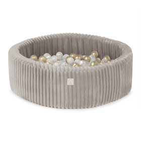 Ballenbak Rond 90x30 | Beige Puffy Lamell incl. 200 ballen (Pearl/Gold/Transparant)