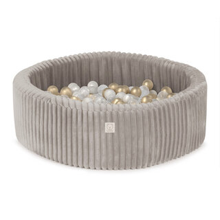 Ballenbak Rond 90x30 | Beige Puffy Lamell incl. 200 ballen (Pearl/Gold/Transparant)