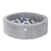 Ballenbak Rond 90x30 | Grey Puffy Lamell incl. 200 ballen (Pearl/Silver/Light Blue)