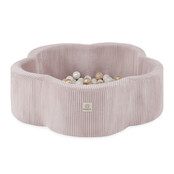 Ballenbak Bloem 95x30 | Light Pink Corduroy incl. 200 ballen (Pearl/Gold/Light Pink Pearl)