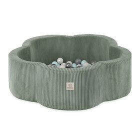 Ballenbak Bloem 95x30 | Green Corduroy incl. 200 ballen (Pearl/Silver/Mint Pearl )