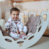 Rocker 4-in-1 met Klimboog, Klimhelling en Glijbaan | Licht Beige