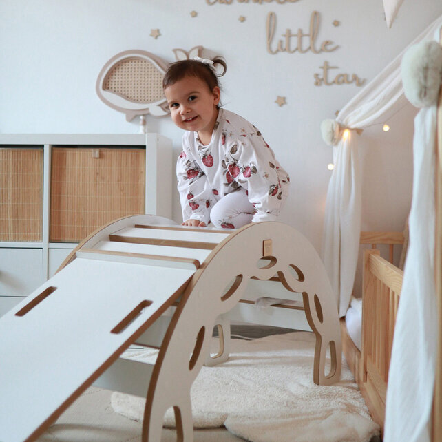 Rocker 4-in-1 met Klimboog, Klimhelling en Glijbaan | Licht Grijs