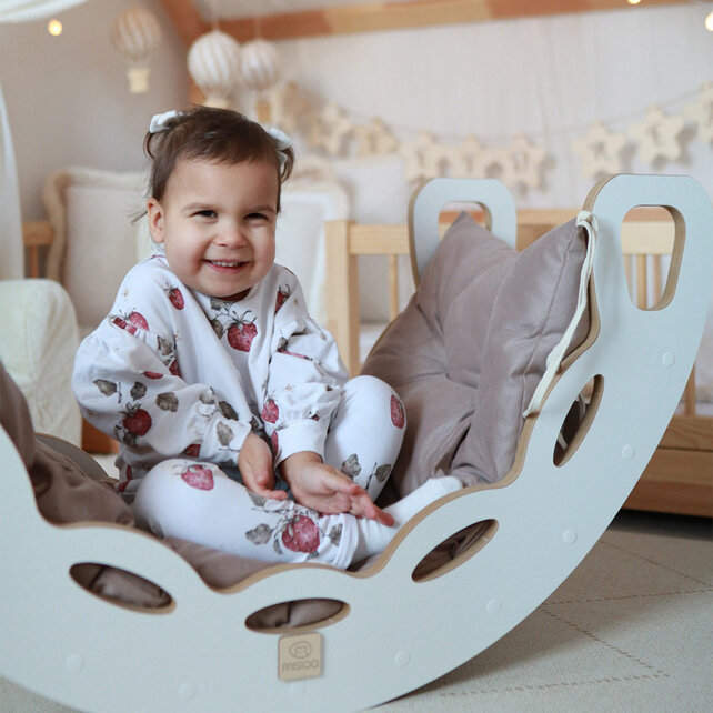 Rocker 4-in-1 met Klimboog, Klimhelling en Glijbaan | Licht Grijs