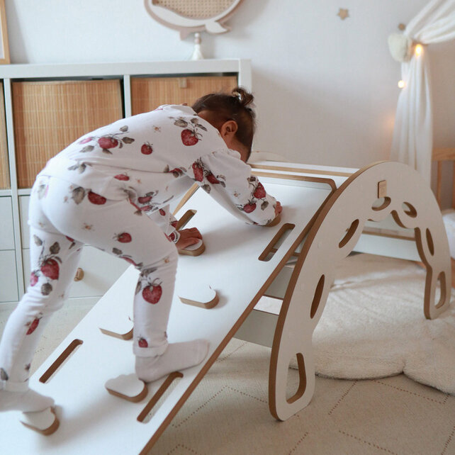 Rocker 4-in-1 met Klimboog, Klimhelling en Glijbaan | Licht Grijs