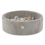 Ballenbak Rond 90x30 | Beige Corduroy incl. 200 ballen (Pearl/Gold/Light Blue)