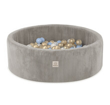 Ballenbak Rond 90x30 | Beige Corduroy incl. 200 ballen (Pearl/Gold/Light Blue)