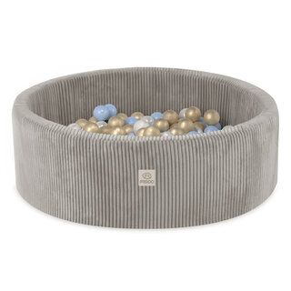 Ballenbak Rond 90x30 | Beige Corduroy incl. 200 ballen (Pearl/Gold/Light Blue)