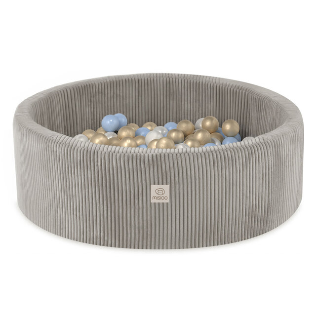 Ballenbak Rond 90x30 | Beige Corduroy incl. 200 ballen (Pearl/Gold/Light Blue)