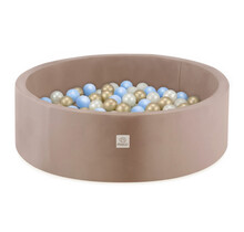 Ballenbak Rond 90x30 | Velvet Gold/Beige incl. 200 ballen (Pearl/Gold/Light Blue)
