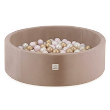 Ballenbak Rond 90x30 | Velvet Gold/Beige incl. 200 ballen (Pearl/Gold/Light Pink Pearl)