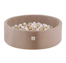 Ballenbak Rond 90x30 | Velvet Gold/Beige incl. 200 ballen (Pearl/Gold/Light Pink Pearl)