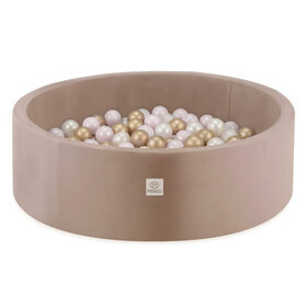 Ballenbak Rond 90x30 | Velvet Gold/Beige incl. 200 ballen (Pearl/Gold/Light Pink Pearl)