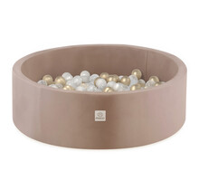 Ballenbak Rond 90x30 | Velvet Gold/Beige incl. 200 ballen (Pearl/Gold/Transparant)