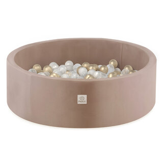 Ballenbak Rond 90x30 | Velvet Gold/Beige incl. 200 ballen (Pearl/Gold/Transparant)