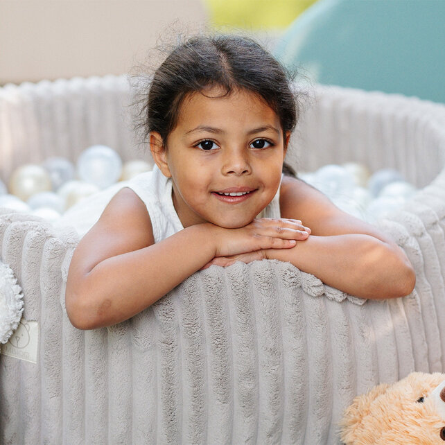 Ballenbak Rond 90x30 | Beige Puffy Lamell incl. 200 ballen (Pearl/Gold/Light Blue)