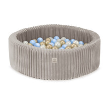 Ballenbak Rond 90x30 | Beige Puffy Lamell incl. 200 ballen (Pearl/Gold/Light Blue)