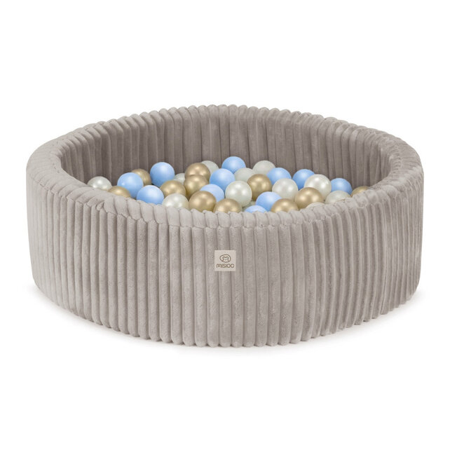 Ballenbak Rond 90x30 | Beige Puffy Lamell incl. 200 ballen (Pearl/Gold/Light Blue)