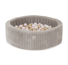 Ballenbak Rond 90x30 | Beige Puffy Lamell incl. 200 ballen (Pearl/Gold/Light Pink Pearl)
