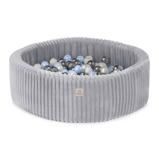 Ballenbak Rond 90x30 | Grey Puffy Lamell incl. 200 ballen (Pearl/Silver/Light Blue)