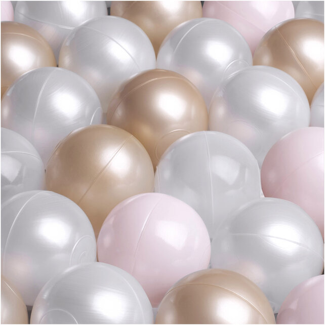 Ballenbak Rond 90x30 Met Trapje | Light Pink Corduroy incl. 200 ballen (Pearl/Gold/Light Pink Pearl)