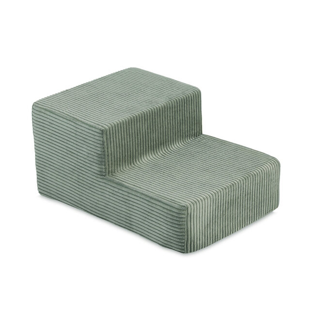 Ballenbak Rond 90x30 Met Trapje | Green Corduroy incl. 200 ballen (Pearl/Silver/Mint Pearl)