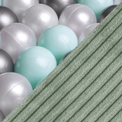 Ballenbak Rond 90x30 Met Trapje | Green Corduroy incl. 200 ballen (Pearl/Silver/Mint Pearl)