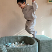 Ballenbak Rond 90x30 Met Trapje | Green Corduroy incl. 200 ballen (Pearl/Silver/Mint Pearl)