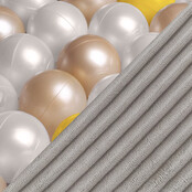 Ballenbak Rond 90x30 Met Trapje | Beige Corduroy incl. 200 ballen (Pearl/Gold/Geel)