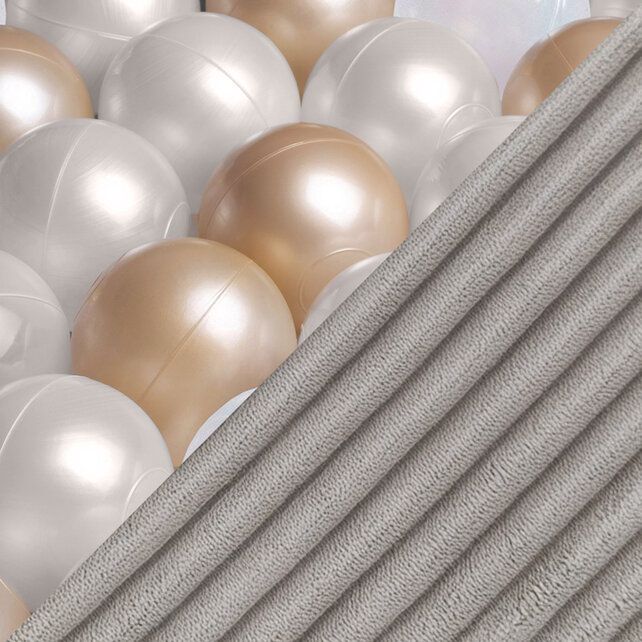 Ballenbak Bloem 95x30 | Beige Corduroy incl. 200 ballen (Pearl/Gold/Transparant)