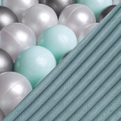 Ballenbak Bloem met Speelmat 95x30 | Blue Corduroy incl. 200 ballen (Pearl/Silver/Mint Pearl)