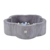 Ballenbak Bloem 95x30 | Light Grey Corduroy incl. 200 ballen (Pearl/Silver/Light Blue)
