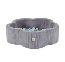 Ballenbak Bloem 95x30 | Light Grey Corduroy incl. 200 ballen (Pearl/Silver/Light Blue)