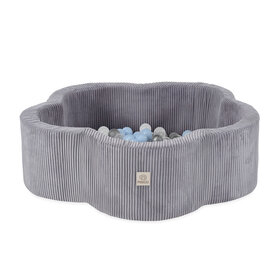 Ballenbak Bloem 95x30 | Light Grey Corduroy incl. 200 ballen (Pearl/Silver/Light Blue)