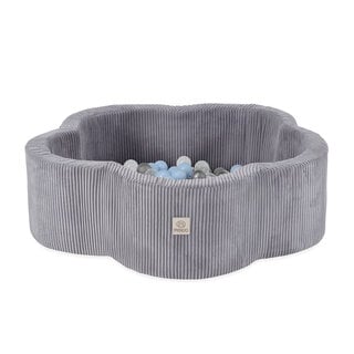 Ballenbak Bloem 95x30 | Light Grey Corduroy incl. 200 ballen (Pearl/Silver/Light Blue)
