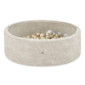 Ballenbak Rond 90x30 | Beige Chenille incl. 200 ballen (Pearl/Gold)