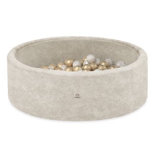 Ballenbak Rond 90x30 | Beige Chenille incl. 200 ballen (Pearl/Gold)