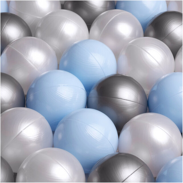 Ballenbak Rond 90x30 | Light Grey Chenille incl. 200 ballen (Pearl/Silver/Light Blue)