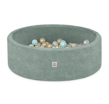 Ballenbak Rond 90x30 | Green Chenille incl. 200 ballen  (Pearl/Gold/Mint Pearl)
