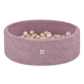 Ballenbak Rond 90x30 | Pink Chenille incl. 200 ballen  (Pearl/Gold/Light Pink)