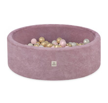 Ballenbak Rond 90x30 | Pink Chenille incl. 200 ballen  (Pearl/Gold/Light Pink)
