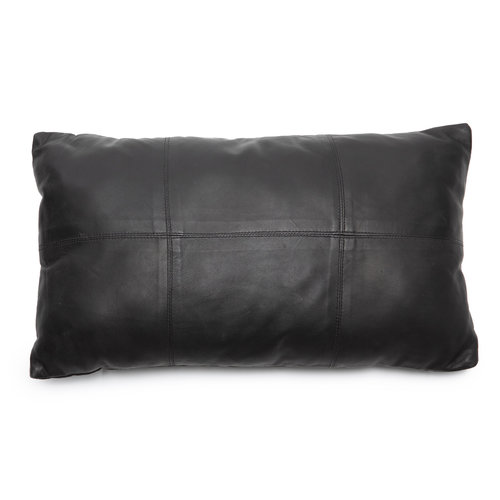 Bazar Bizar The Six Leather Panel Cushion Cover - Black - 30x50