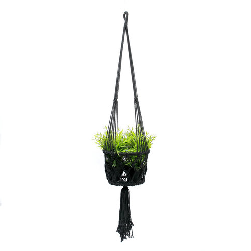 Bazar Bizar The Macrame Plantenhanger - Zwart - L